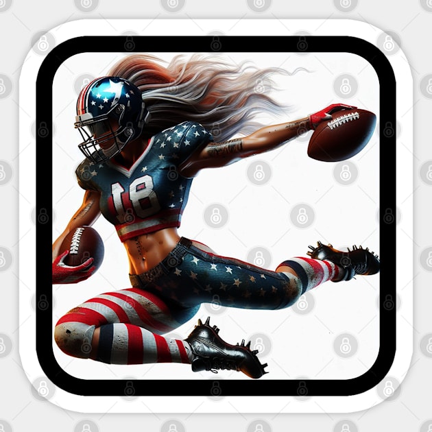 American Woman NFL Football Player #4 Sticker by The Black Panther